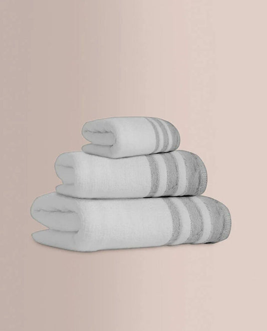 JUEGO DE TOALLAS 3 PIEZAS JACQUARD SIROS GRIS DON ALGODÓN