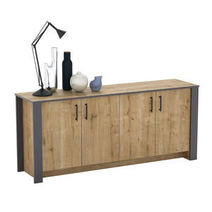 Aparador PHILIPPA, biIaminado roble con gris oscuro, 180 cms. Twin Hogar®