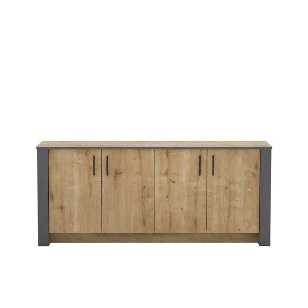 Aparador PHILIPPA, biIaminado roble con gris oscuro, 180 cms. Twin Hogar®