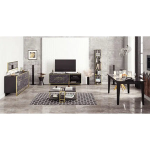 Aparador SIENA, biIaminado mármol negro con metal dorado, 180 cms. Twin Hogar®