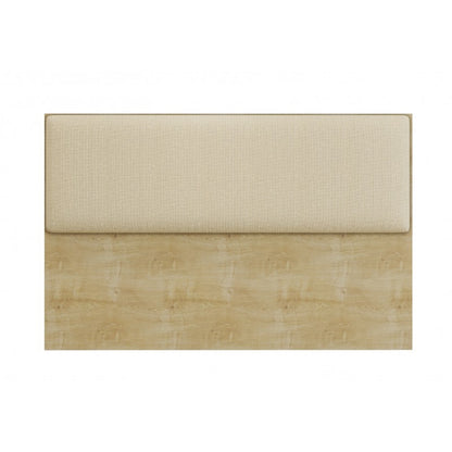 Cabecero tapizado UNI 160, MDP natura, tejido lino jengibre, 160x5x90 cms