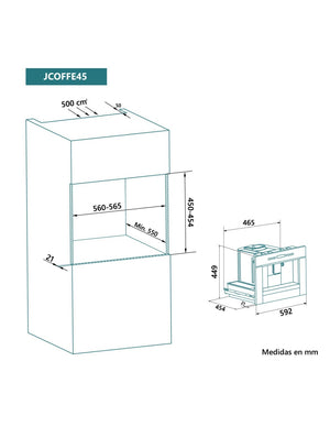 Cafetera integrable Johnson 45 cm cristal negro