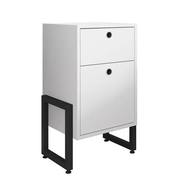 Cajonera WOLLY, multiusos, metal negro, 2 cajones, MDP blanco Twin Hogar®