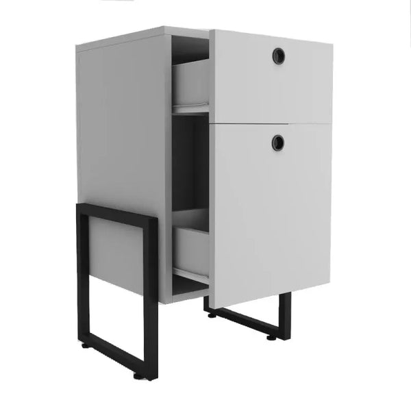 Cajonera WOLLY, multiusos, metal negro, 2 cajones, MDP blanco Twin Hogar®