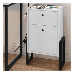 Cajonera WOLLY, multiusos, metal negro, 2 cajones, MDP blanco Twin Hogar®