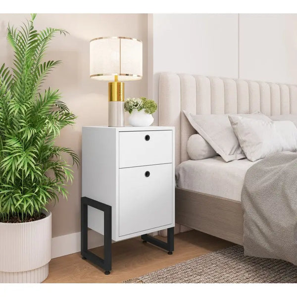 Cajonera WOLLY, multiusos, metal negro, 2 cajones, MDP blanco Twin Hogar®