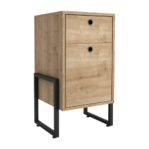 Cajonera WOLLY, multiusos, metal negro, 2 cajones, MDP miel Twin Hogar®