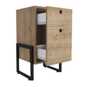 Cajonera WOLLY, multiusos, metal negro, 2 cajones, MDP miel Twin Hogar®