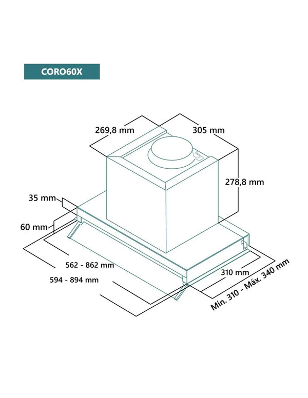 Campana integrada Johnson 60 cm acero inox CORO60X1 Johnson
