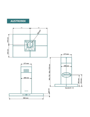 Campana de isla Johnson 90 cm acero inox AUSTRO90X Johnson