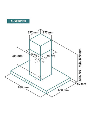 Campana de isla Johnson 90 cm acero inox AUSTRO90X Johnson