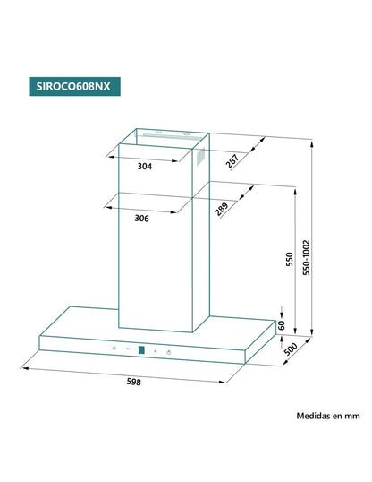 Campana de pared Johnson 60 cm frontal cristal negro SIROCO608NX