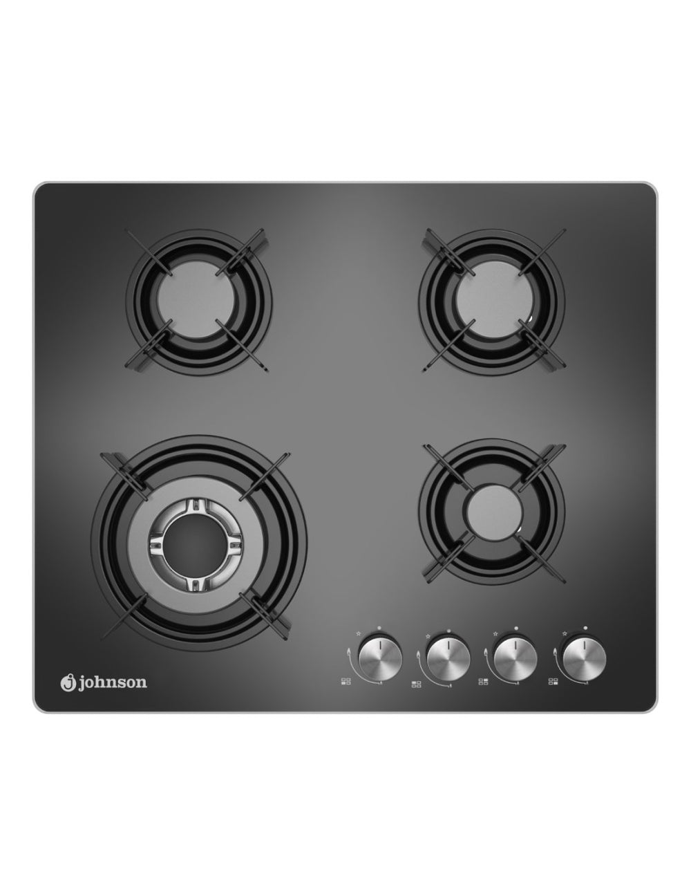 Placa de gas Johnson 60 cm 4 zonas cristal negro JAMA4BN