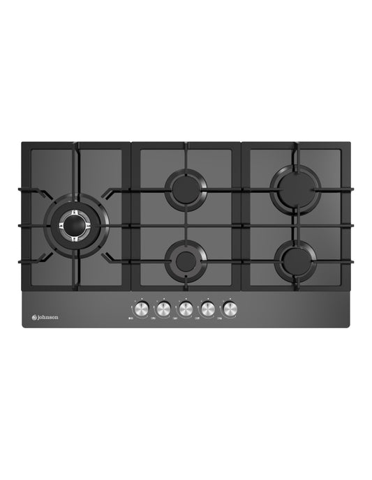 Placa de gas Johnson 90 cm 5 zonas cristal negro JAMA590BN