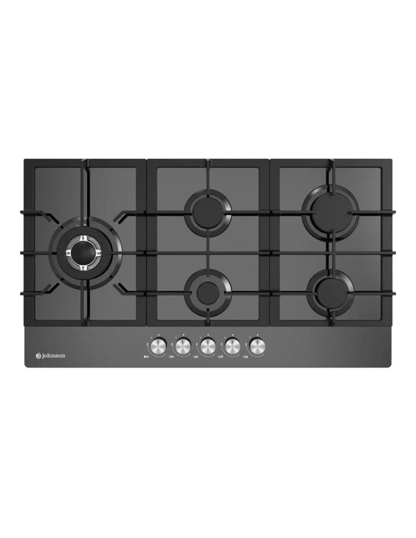 Placa de gas Johnson 90 cm 5 zonas cristal negro JAMA590BN Johnson
