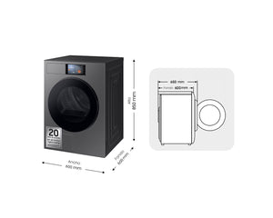 Secadora Samsung DV90F09F4SU3 Bespoke 9 kg Bomba de Calor Grafito Clase A