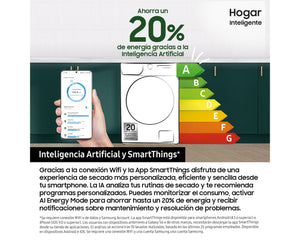 Secadora Samsung DV90F09F4SU3 Bespoke 9 kg Bomba de Calor Grafito Clase A