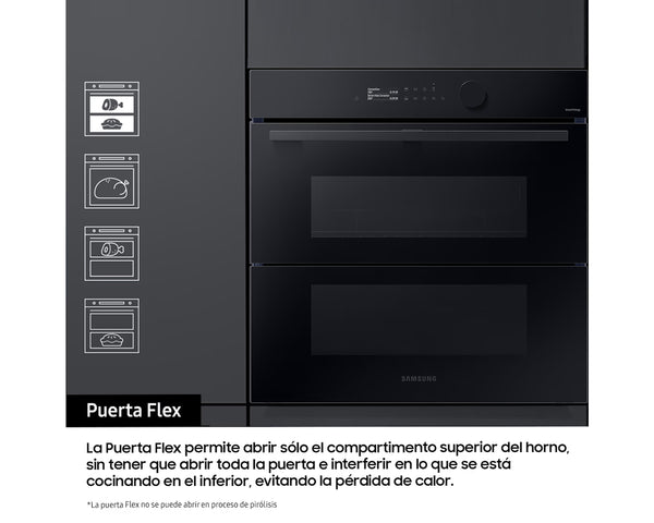 Horno Pirolítico Bespoke AI 76L 59.5cm Dual Cook Steam™ Clase A+ Negro NV7B5750TDK/U1