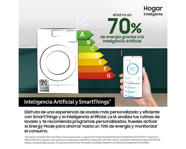 Lavasecadora Samsung WD18DB8995BZT2 Bespoke 18/11 kg Bomba de Calor Grafito Clase A