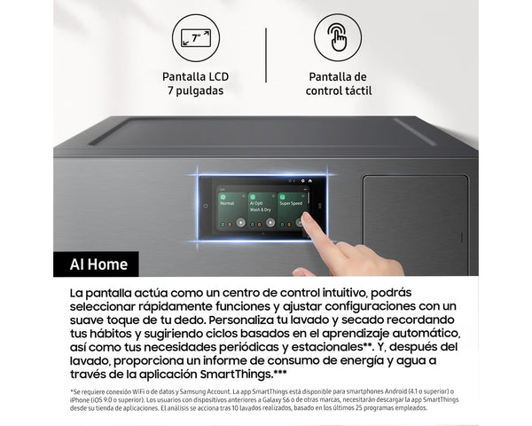 Lavasecadora Samsung WD18DB8995BZT2 Bespoke 18/11 kg Bomba de Calor Grafito Clase A