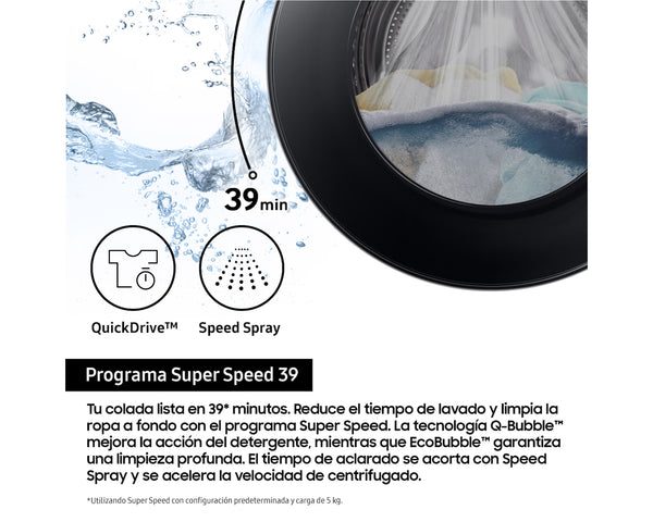 Lavadora Samsung WF90F09C4SU3 Bespoke 9 kg 1400 RPM Autodosificador Grafito Clase A