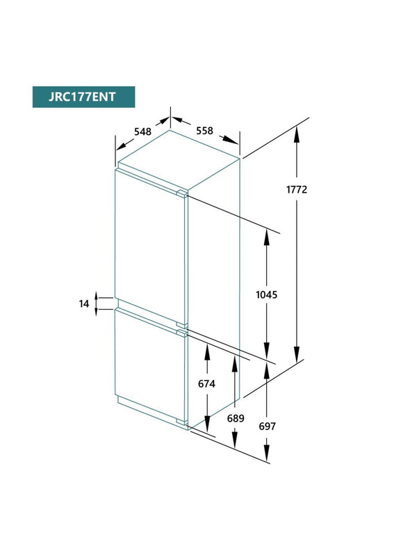 Frigorífico combi integrable NoFrost Total Johnson  177x54 cm E JRC177ENT