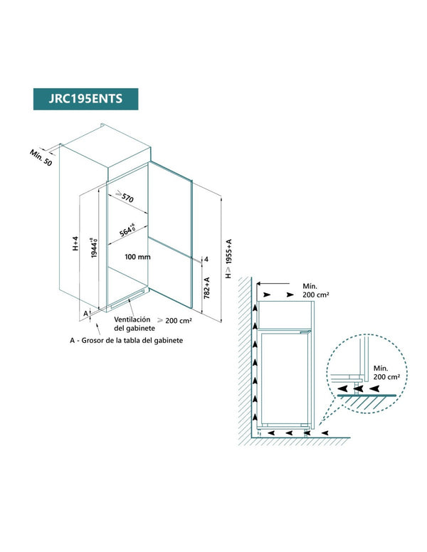 Frigorífico combi integrable NoFrost Total 196x54 cm E JRC195ENTS
