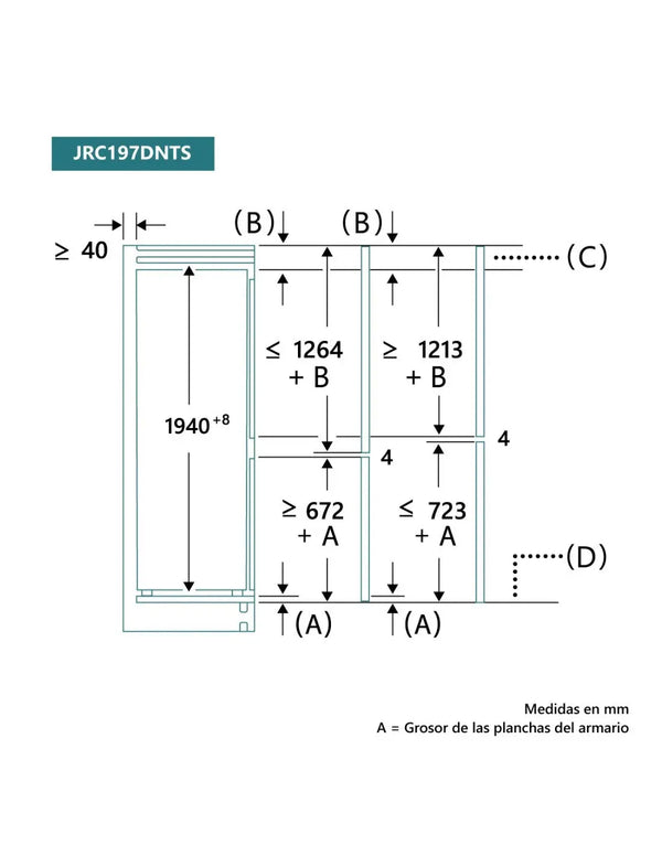Frigorífico combi Johnson integrado NoFrost Total 195,3 x 71,4 cm D JRC197DNTS Johnson