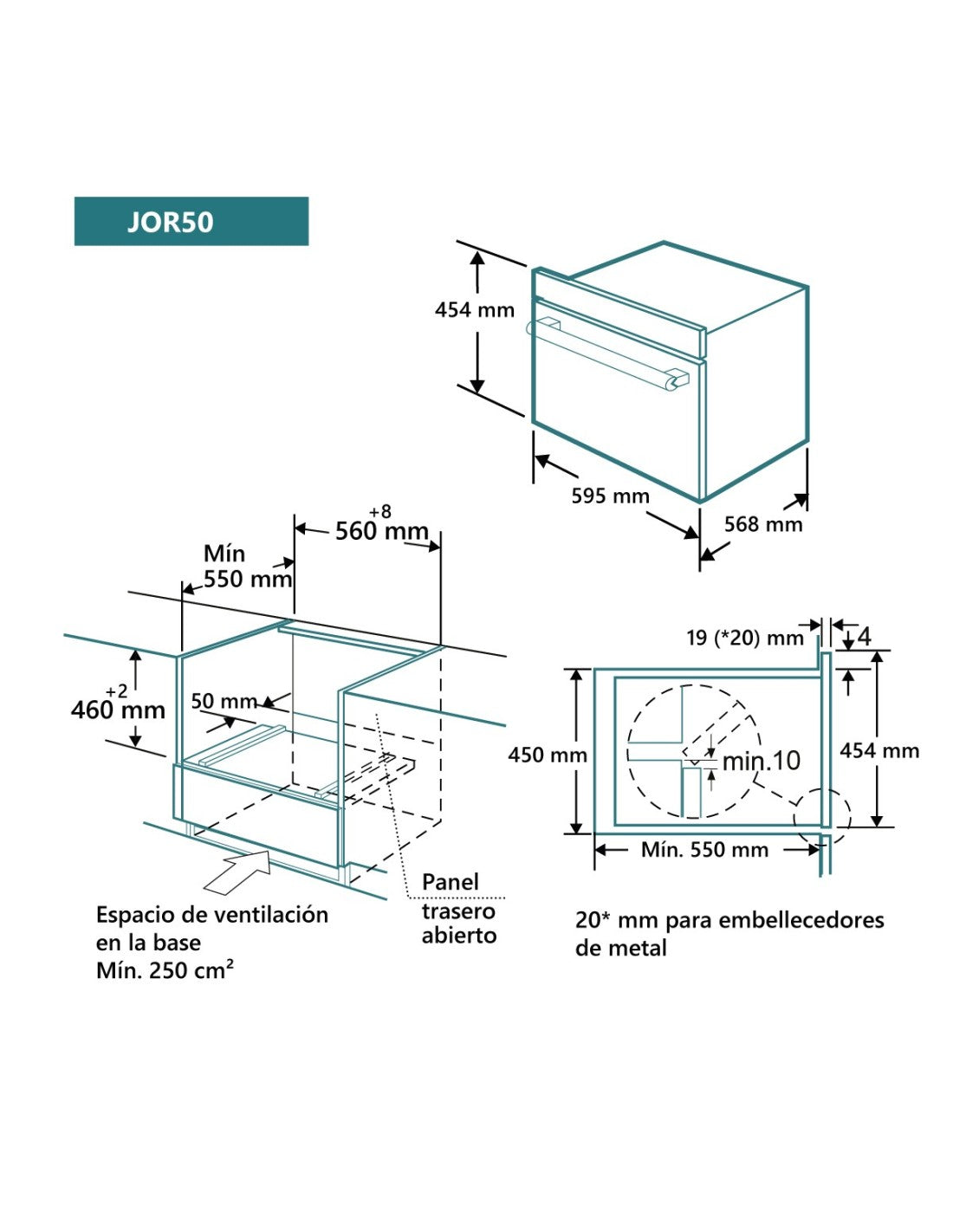 Horno compacto Johnson cristal negro JOR50