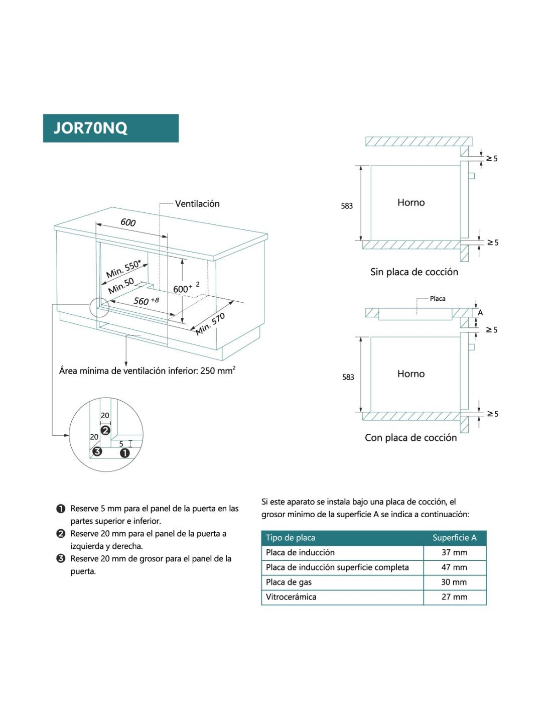 Horno pirolítico Johnson con función AirFry cristal negro JOR70NQ