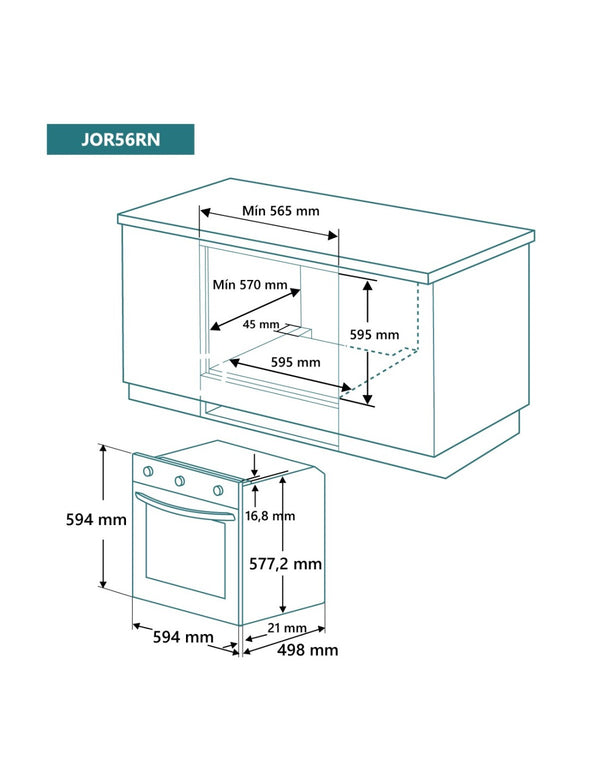 Horno multifunción Johnson vintage negro JOR56RN