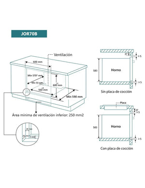 Horno multifunción Johnson cristal blanco JOR70B Johnson