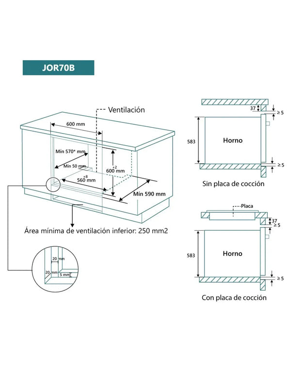 Horno multifunción Johnson cristal blanco JOR70B Johnson