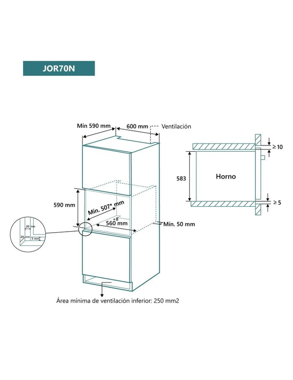 Horno multifunción Johnson cristal negro JOR70N Johnson