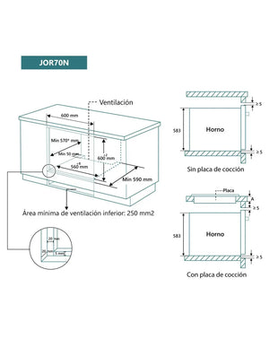 Horno multifunción Johnson cristal negro JOR70N Johnson