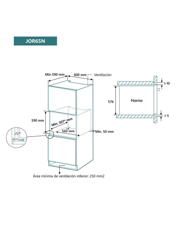 Horno multifunción Johnson cristal negro JOR65N Johnson
