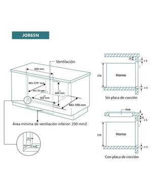 Horno multifunción Johnson cristal negro JOR65N Johnson