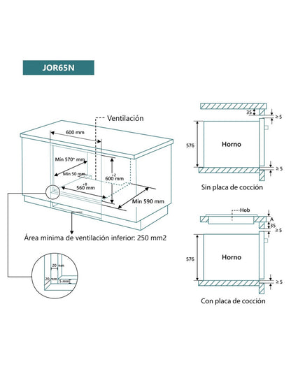 Horno multifunción Johnson cristal negro JOR65N