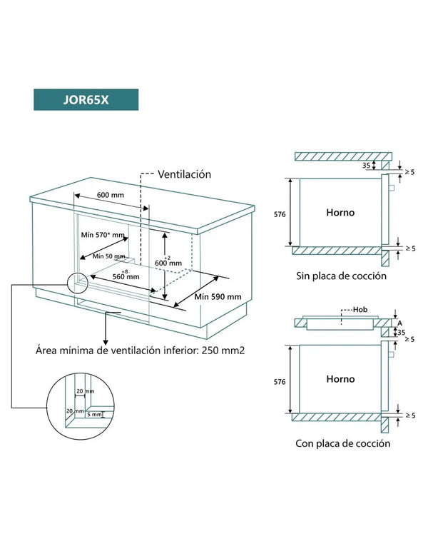 Horno multifunción Johnson acabado inox JOR65X Johnson