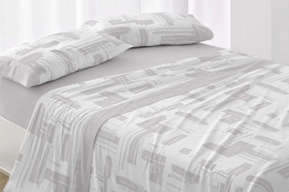 JUEGO DE SABANAS TELA 142 GRIS BURRITO BLANCO.