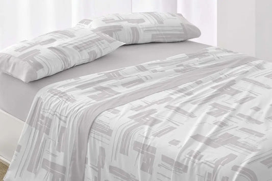 JUEGO DE SABANAS TELA 142 GRIS BURRITO BLANCO.