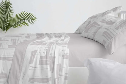 JUEGO DE SABANAS TELA 142 GRIS BURRITO BLANCO.