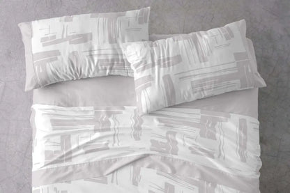 JUEGO DE SABANAS TELA 142 GRIS BURRITO BLANCO.