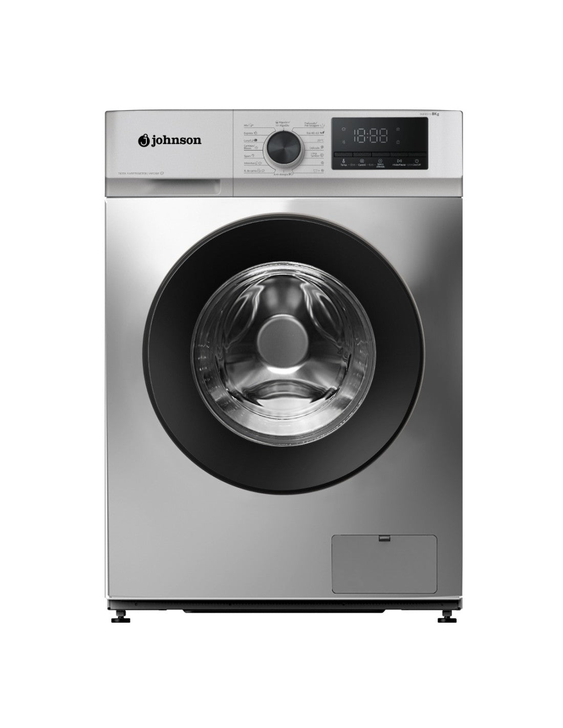 Lavadora Johnson 8 Kg 1400 RPM inverter acabado inox DUERO80XA-1