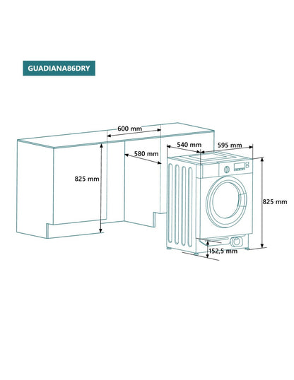 Lavadora - secadora integrable Johnson 8 / 6 Kg 1400 RPM GUADIANA86DRY