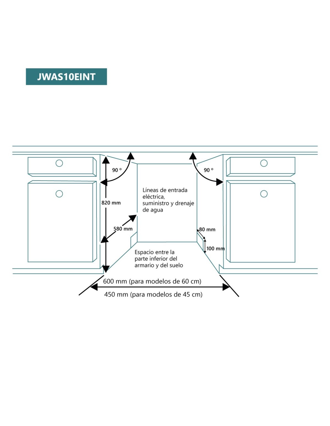 Lavavajillas integrado Johnson 45 cm cesto cubertero puerta deslizante JWAS10EINT