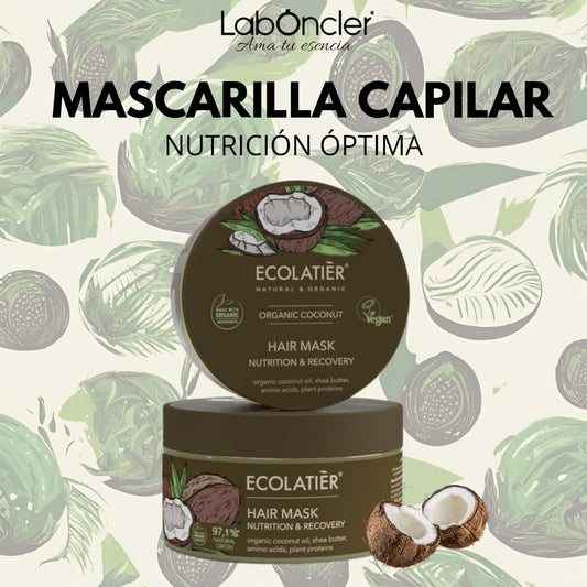 MASCARILLA CAPILAR NUTRICIÓN Y RECUPERACIÓN CON COCO ECOLÓGICO ECOLATIER 250 ML.