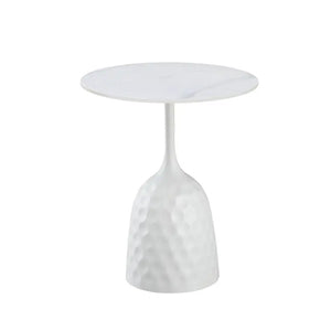 Mesa CAVEZZO, baja, blanca, tapa cerámica mármol blanco, 50 cms de diámetro Twin Hogar®