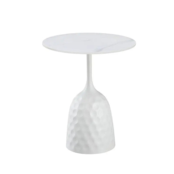 Mesa CAVEZZO, baja, blanca, tapa cerámica mármol blanco, 50 cms de diámetro Twin Hogar®