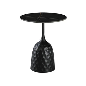 Mesa CAVEZZO, baja, negra, tapa cerámica mármol negro, 50 cms de diámetro Twin Hogar®